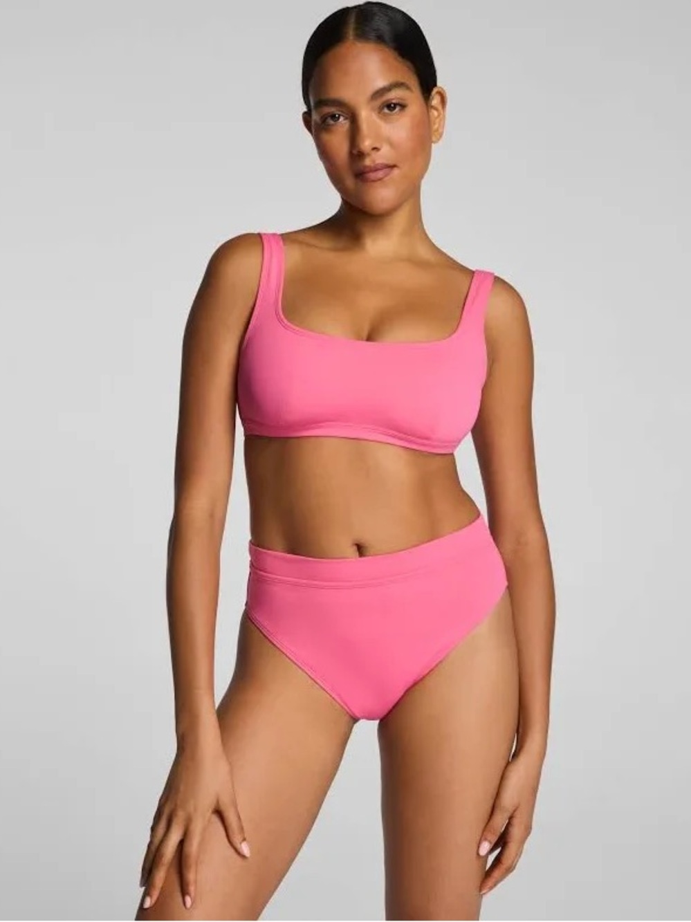Spanx Women’s Pink High-Waist Bikini Set - Scoop Neck Swimsuit